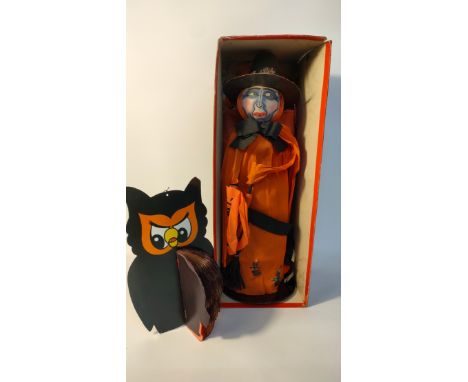 Halloween vintage paper mache figure with display box 