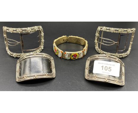 Art deco style belt buckles along with mosaic Italian set bracelet 