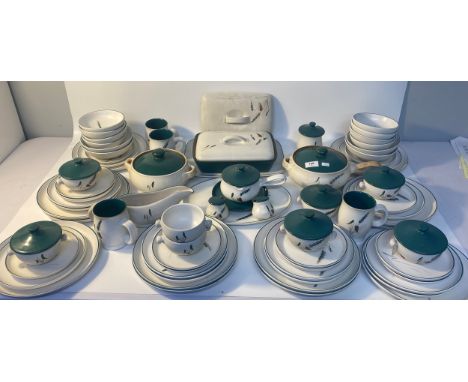 Mid century Denby 'Green wheat' pattern tea/dinner service 