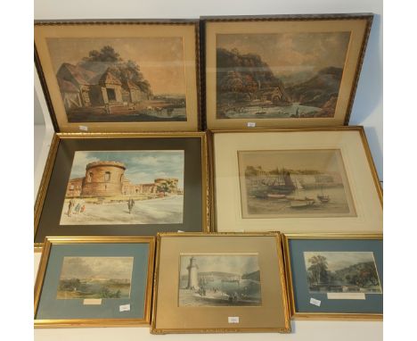 Collection of various art works; Countryside, harbour &amp; castle scenes 