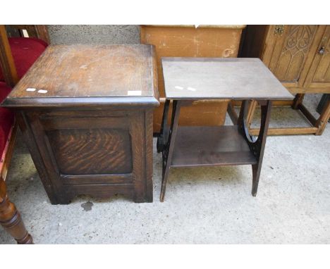 20TH CENTURY SQUARE OAK SIDE OR LAMP TABLE WITH CARVED DETAIL