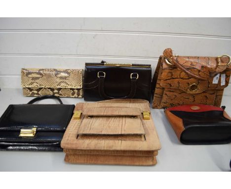 COLLECTION OF VINTAGE LEATHER AND SNAKESKIN HANDBAGS