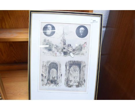 COLOURED PRINT - THE 800TH ANNIVERSARY OF THE FOUNDATION OF NORWICH CATHEDRAL, 49CM HIGH