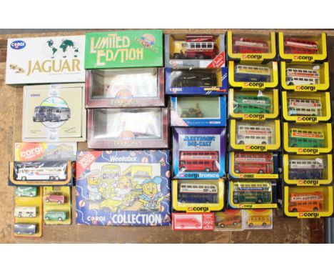 Corgi: A collection of various 469 Corgi Routemaster buses, together with a collection of other boxed modern Corgi vehicles a