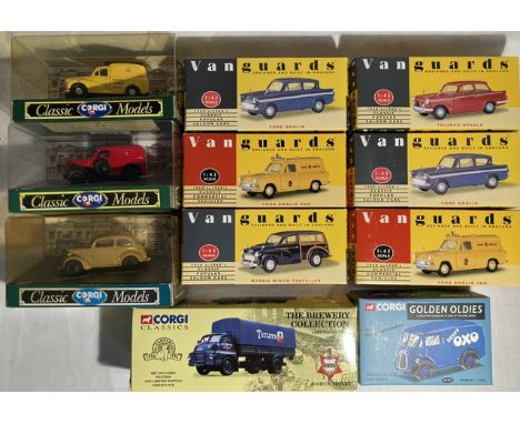Diecast: A collection of assorted Corgi and Vanguard vehicles to include: Corgi Morris Minor Post Office Telephones, Ford Pop
