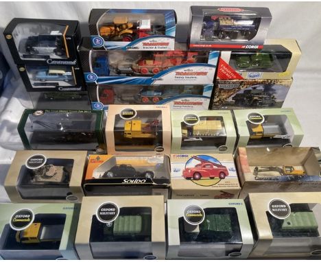 Diecast: A collection of assorted boxed and cased diecast vehicles to include: Corgi, Oxford, Solido, Cararama, all boxed. Bo