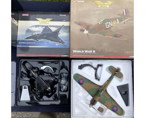 Corgi: A pair of boxed Corgi Aviation Archive AA35501, Hawker Hurricane MK1A, P3576, GN-A, no.249 Sqn. Boscombe Down 1940; an