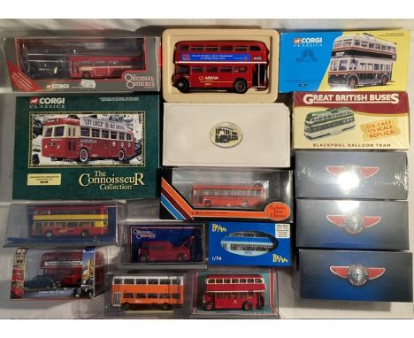 Diecast: A collection of buses by Corgi, Britbus, Atlas, EFE, to include Connoisseur Collection, Manchester Corporation (two)