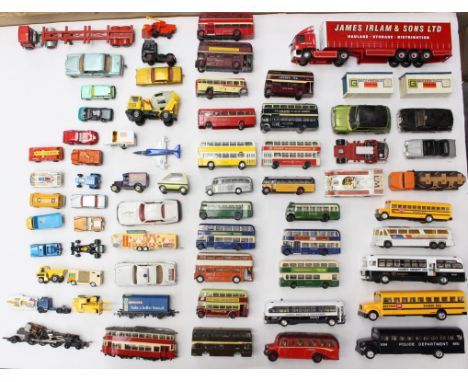 Diecast: A collection of assorted unboxed diecast vehicles to include Corgi, Dinky, Matchbox and other examples. Some playwea