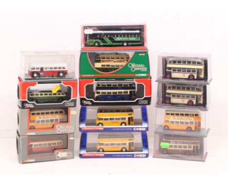 Corgi: A collection of thirteen (13) cased Corgi: The Original Omnibus Company vehicles. All appear within original casing, v