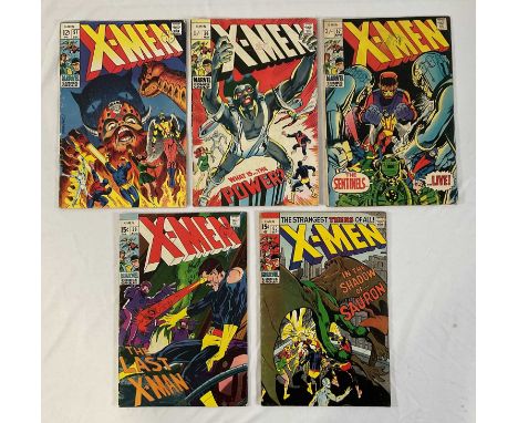 X-MEN #51, 56, 57, 59, 60 (5 in Lot) - (1968/1969 - MARVEL - US &amp; UK Price Variant) - Includes the first appearances of S