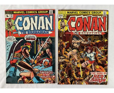 CONAN THE BARBARIAN #23 &amp; 24 - (2 in Lot) - (1973 - MARVEL - US &amp; UK Price Variant) - Includes First cameo &amp; Full