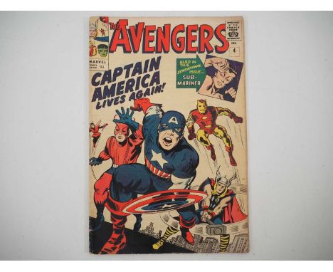 AVENGERS #4 (1964 - MARVEL - UK Price Variant) - KEY MARVEL BOOK - First Silver Age appearance of Captain America - Currently