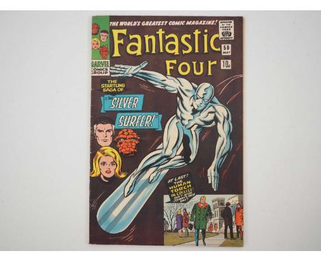 FANTASTIC FOUR #50 - (1966 - MARVEL - UK Price Variant) - Silver Surfer battles Galactus in the third appearance of both + Jo