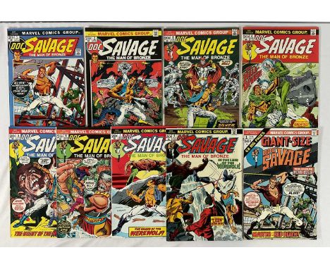 DOC SAVAGE #1, 2, 3, 4, 5, 6, 7, 8 + GIANT-SIZE DOC SAVAGE #1 (9 in Lot) - (1972/1975 - MARVEL) - The first modern ongoing so