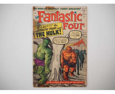 FANTASTIC FOUR #12 - (1963 - MARVEL - UK Price Variant) - KEY Silver Age Issue - First meeting of Fantastic Four and the Hulk