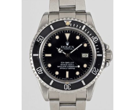 A GENTLEMAN'S STAINLESS STEEL ROLEX OYSTER PERPETUAL DATE SEA DWELLER BRACELET WATCHCIRCA 1983, REF. 16660 "TRIPLE SIX"Moveme