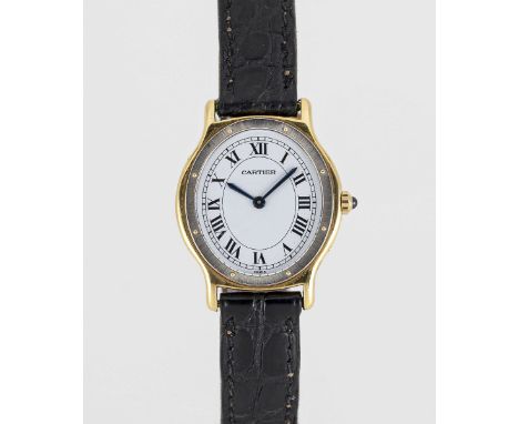 A LADIES 18K YELLOW & WHITE GOLD CARTIER PARIS ARCADE WRIST WATCHDATED 1987, REF. 96059 ACCOMPANIED BY ORIGINAL BOX AND WARRA