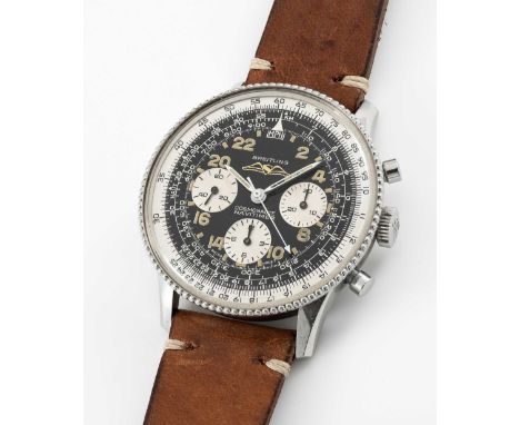 A RARE GENTLEMAN'S STAINLESS STEEL BREITLING NAVITIMER COSMONAUTE AOPA CHRONOGRAPH WRIST WATCHCIRCA 1962, REF. 809 WITH "WIDE