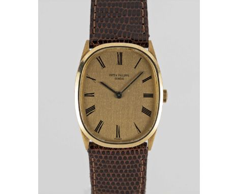 A GENTLEMAN'S 18K SOLID GOLD PATEK PHILIPPE GOLDEN ELLIPSE WRIST WATCHCIRCA 1980, REF. 3546Movement:  18J, manual wind, cal. 