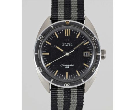 A GENTLEMAN'S STAINLESS STEEL OMEGA SEAMASTER 120 AUTOMATIC DATE WRIST WATCHCIRCA 1968, REF. 166.027 Movement: 24J, automatic
