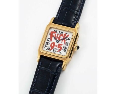 A UNIQUE GENTLEMAN'S SIZE 18K SOLID GOLD CARTIER PARIS SANTOS DUMONT WRIST WATCHCIRCA 1980s, REF. 78097 THE ORIGINAL DIAL REA