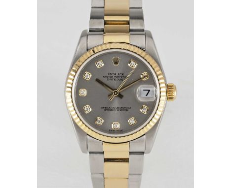 A MID SIZE STEEL & GOLD ROLEX OYSTER PERPETUAL DATEJUST BRACELET WATCHCIRCA 2004, REF. 78273 WITH ORIGINAL DIAMOND DIAL Movem