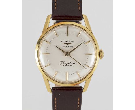 A GENTLEMAN'S 18K SOLID GOLD LONGINES FLAGSHIP AUTOMATIC CHRONOMETER WRIST WATCHCIRCA 1960s, REF. 1403Movement: 27J, automati