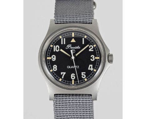 A GENTLEMAN'S STAINLESS STEEL BRITISH MILITARY PRECISTA RAF PILOTS WRIST WATCHDATED 1984Movement: Quartz.Case: Diameter appro