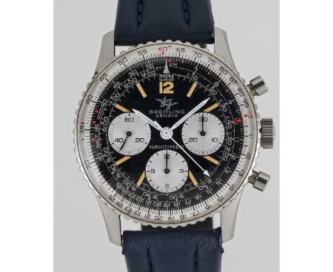 A GENTLEMAN'S STAINLESS STEEL BREITLING NAVITIMER CHRONOGRAPH WRIST WATCHCIRCA 1962, REF. 806 WITH LATER BREITLING SERVICE DI