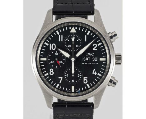 A GENTLEMAN'S STAINLESS STEEL IWC FLIEGERUHR AUTOMATIC CHRONOGRAPH WRIST WATCHCIRCA 2000s, REF. IW371704 Movement: Automatic,