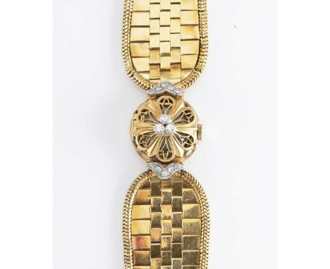 A LADIES 18K SOLID GOLD & DIAMOND ROLEX PRECISION BRACELET WATCHCIRCA 1950s, ORIGINAL DIAMOND SET CASE & HINGED DIAL COVER Mo