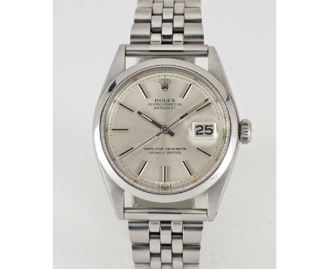 A GENTLEMAN'S STAINLESS STEEL ROLEX OYSTER PERPETUAL DATEJUST BRACELET WATCHCIRCA 1971, REF. 1600Movement: 26J, automatic chr