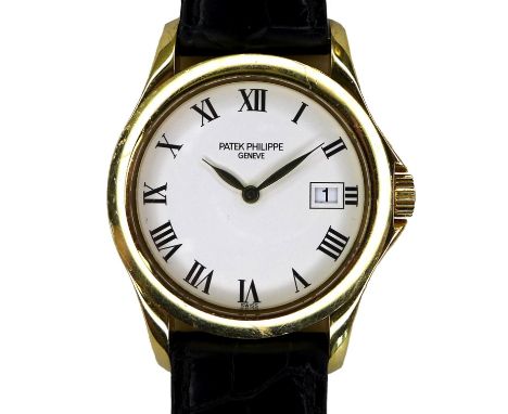 A Patek Philippe Calatrava 18k gold cased lady's wristwatch, reference 4906, circa 2006, the circular white dial with black R