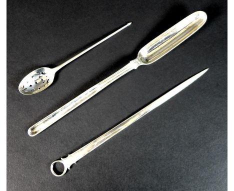 A George III silver fiddle and thread pattern marrow scoop, bowl crest engraved, Richard Crossley & George Smith IV, London 1