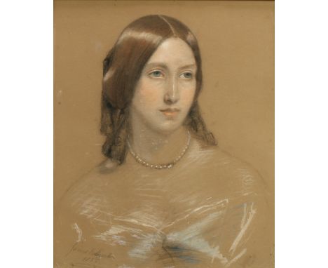 James K. Swinton (English School, mid-19th century)Portrait of a Lady, head-and-shoulders length, wearing a pearl necklacesig