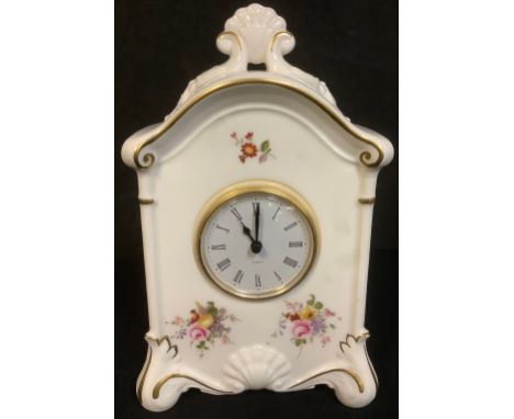 A Royal Crown Derby Posies pattern mantel clock, second quality 