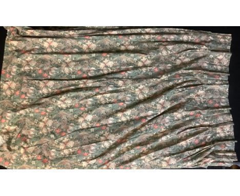Textiles - a pair of Sanderson Morris and Co. Golden Lily Minor curtains; another pair (60" x 92") 