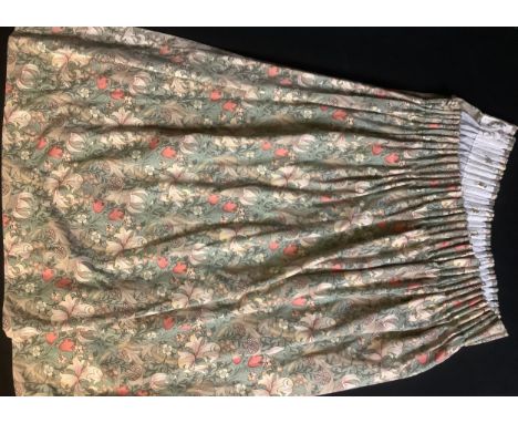Textiles - a pair of Sanderson Golden Lily Minor pattern curtains 