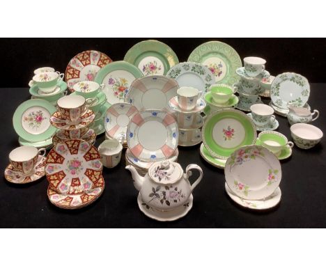 A Royal Worcester Miranda part tea service, for six;  two Royal Worcester plates;  other tea ware - Colclough;  Alfred Pearse