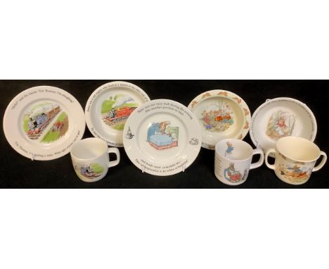 Nursery Ware - a Royal Doulton Bunnykins baby's bowl and mug; Wedgwood Peter Rabbit bowl and mug; a Wedgwood Thomas the Tank 