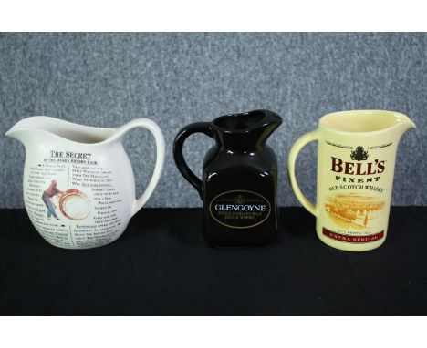 Three vintage whisky water jugs. Bells, Glengoyne and another. H.15cm. (largest) 