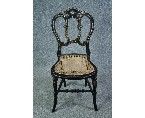 Bedroom chair, Victorian papier mache with mother of pearl inlay. 