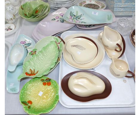 A selection of Carltonware including leaf bowls, plates, etc.; serving platters; jugs in lilac and turquoise, etc.