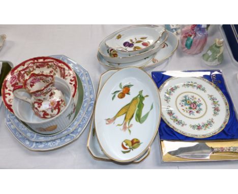 Three pieces of Mason's "Mandalay Bird"; a Coalport cheese plate; Royal Worcester Evesham serving dishes; etc.