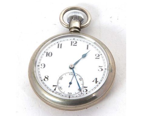 A military Dennison &amp; Co pocket watch, stamped on the case back with the military arrowhead symbol and B9610, manually cr