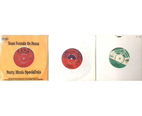 REGGAE - 7" RARITIES. A pack of 3 x 7". Artists/ Titles are Lynn Tait &amp; The Jets - Soul Food (Pama Records, PM 723, Ex), 