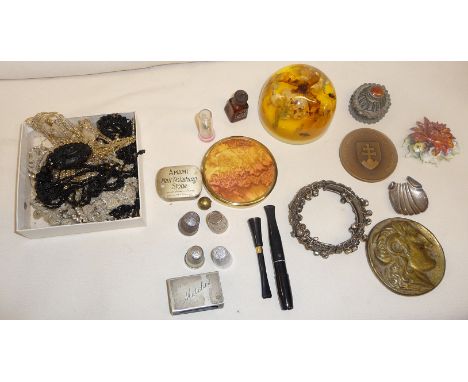 Assorted items including beadwork, India white metal bangle etc