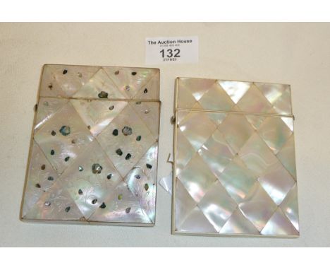 Victorian mother of pearl card cases x 2
