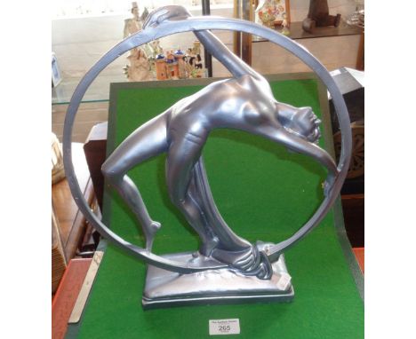 Art Deco silver painted plaster figure of an Isadora Duncan type dancer